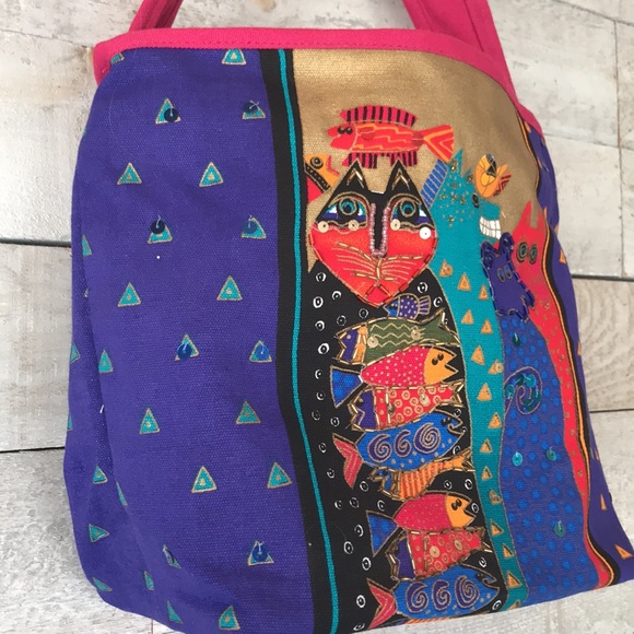 Laurel Burch sequins embellished canvas bag - Picture 5 of 11